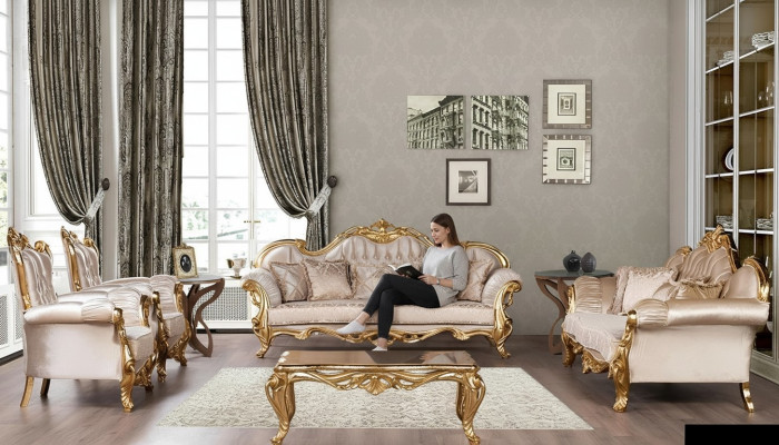 Juego de salón completo de 5 piezas: sofá de 3 plazas, 3 sillones individuales, mesa de centro y sillón. Sofás nuevos.