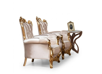 Silla orejera de lujo de tela diseño tapizado barroco mueble