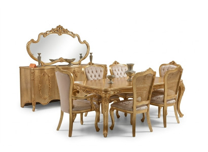 Lujo conjunto de 9 piezas. Mesa de comedor, silla, cómoda, espejo. Mesa de comedor nueva.
