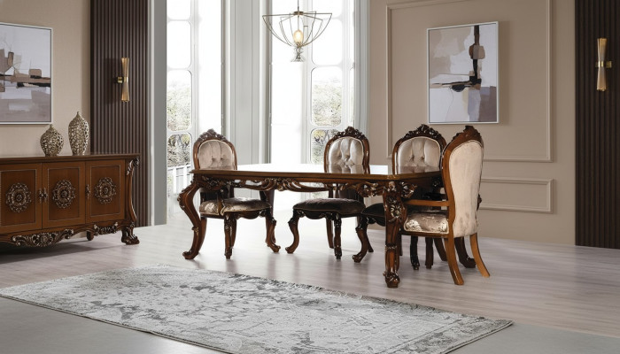 Conjunto de mesa y silla de lujo para comedor de 5 piezas de madera.