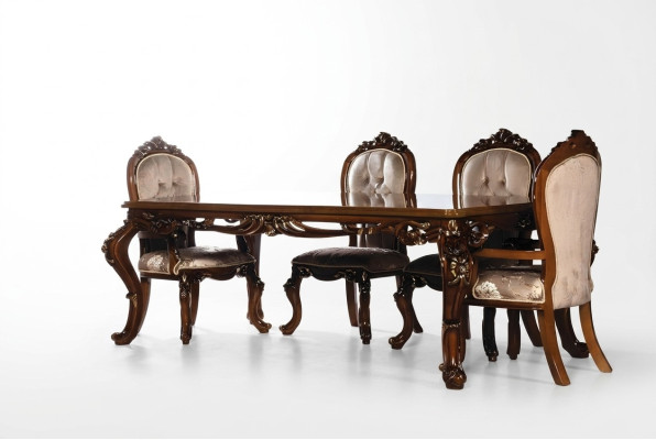 Conjunto de mesa y silla de lujo para comedor de 5 piezas de madera.