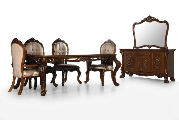 Silla de comedor mueble madera lujo comedor tela estilo Barroco sillas