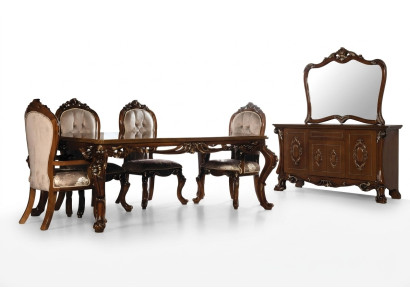 Silla de comedor mueble madera lujo comedor tela estilo Barroco sillas