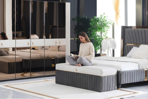 Diseño Bancos taburetes de madera Banco Taburete de lujo de tela Banco