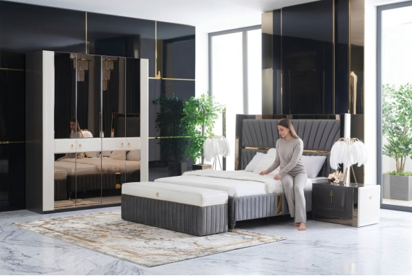 Estructura de cama camas madera hotel marco de cama gris muebles cama camas dobles modernas