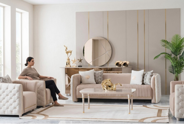 Sofá de lujo de tres plazas asiento Sofás Sala de estar Muebles 3 plazas Diseño italiano