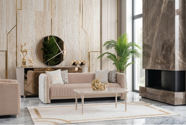 Sofá de lujo de tres plazas asiento Sofás Sala de estar Muebles 3 plazas Diseño italiano
