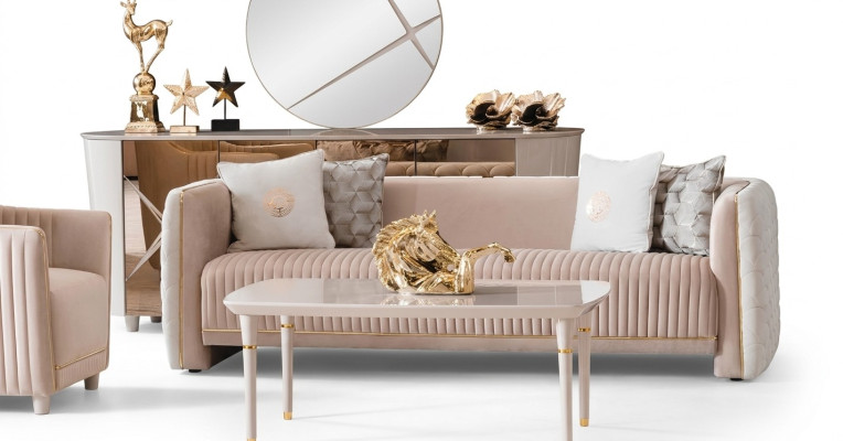 Sofá de lujo de tres plazas asiento Sofás Sala de estar Muebles 3 plazas Diseño italiano