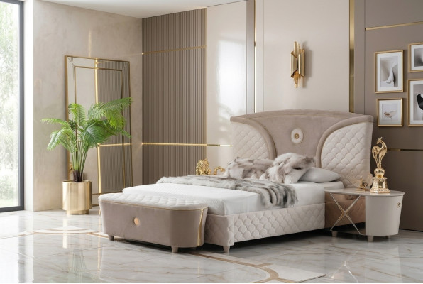 Cama Cama doble Estructura de cama moderna Camas Dormitorio Mesita de noche Nueva