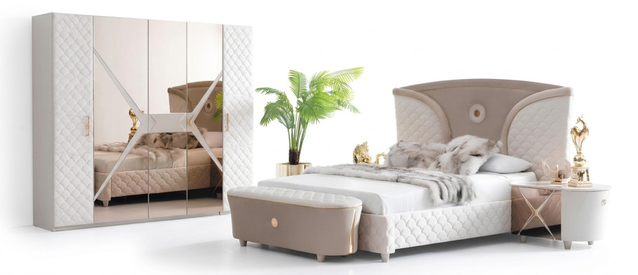 Cama Cama doble Estructura de cama moderna Camas Dormitorio Mesita de noche Nueva