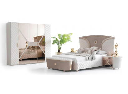 Cama Cama doble Estructura de cama moderna Camas Dormitorio Mesita de noche Nueva