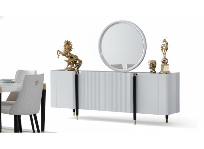 Cómoda espejo cómodas consola muebles estilo italiano juego de conjunto 2 piezas.