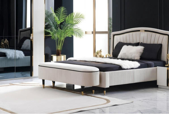 Taburete Acolchado Asiento Diseño Textil Relax Lujo Reposapiés Sofá Banqueta Tela