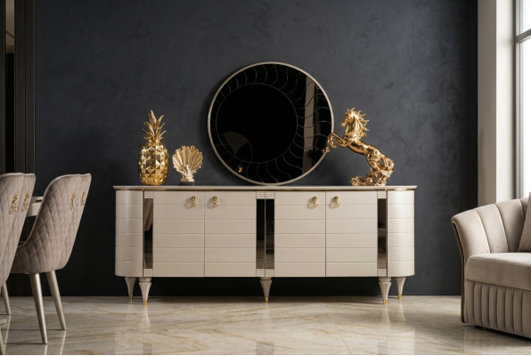 Cómoda Espejo Madera Conjunto de cómoda Moderno Armario Consola Muebles Nuevo Conjunto de 2 piezas