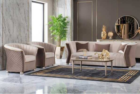 Conjunto de sofás tapizados Sofá de diseñador Sofá conjunto de 3+1+1 plazas Tela de sofá
