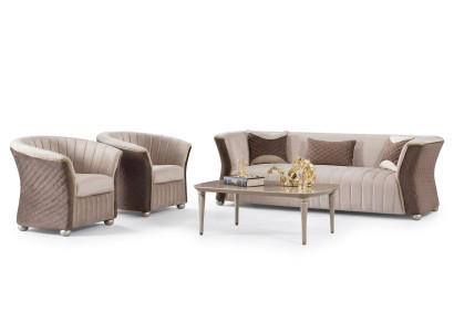 Conjunto de sofás tapizados Sofá de diseñador Sofá conjunto de 3+1+1 plazas Tela de sofá