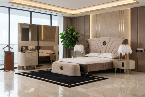 Camas cama doble hotel marco doble de madera muebles cama acolchada diseño de lujo