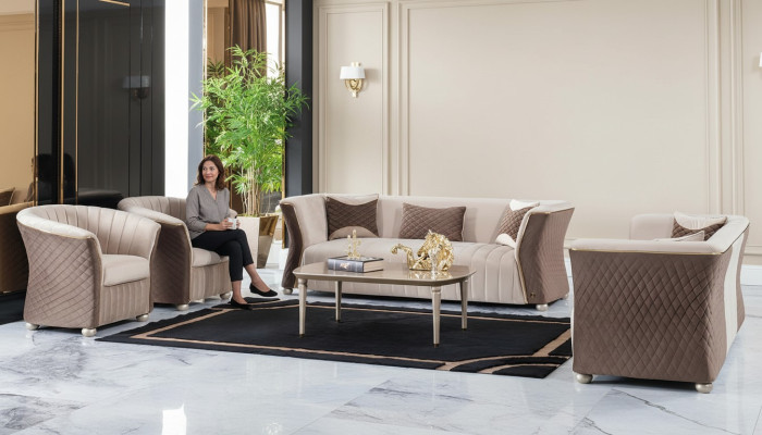 Moderno juego de sofás elegantes de lujo 3+3+1+1 asientos Sofás de diseño Muebles tapizados Sofás