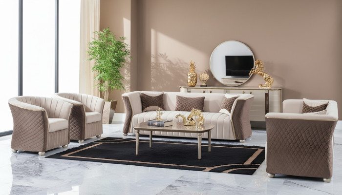 Moderno juego de sofás elegantes de lujo 3+3+1+1 asientos Sofás de diseño Muebles tapizados Sofás