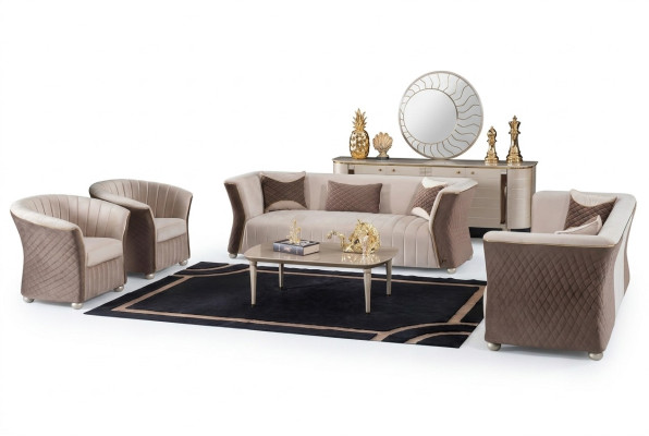 Moderno juego de sofás elegantes de lujo 3+3+1+1 asientos Sofás de diseño Muebles tapizados Sofás