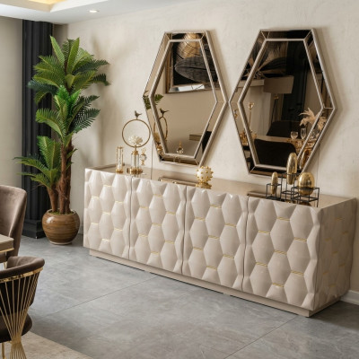 Mueble aparador espejo aparador armario de 3 piezas mesa consola diseño elegante de madera.