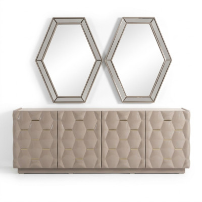Mueble aparador espejo aparador armario de 3 piezas mesa consola diseño elegante de madera.