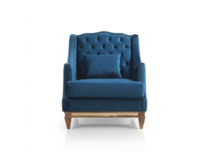 Sillón Chesterfield de lujo azul, salón de estar, salón, muebles de diseñador nuevos.