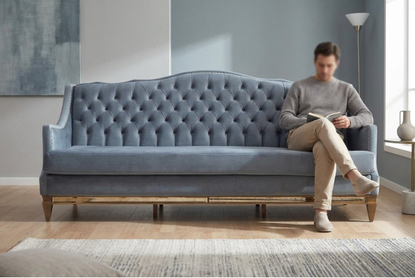 Muebles de lujo tapizados sofás de madera Sofá de lujo italiano sofá clásico