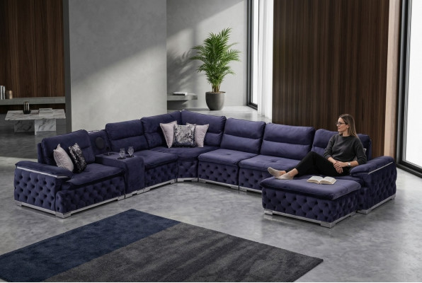 Sofá esquinero en forma de U Chesterfield, muebles de salón de estilo italiano.