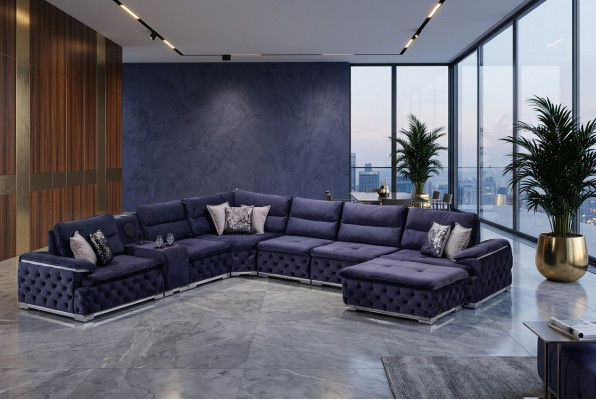 Sofá esquinero en forma de U Chesterfield, muebles de salón de estilo italiano.
