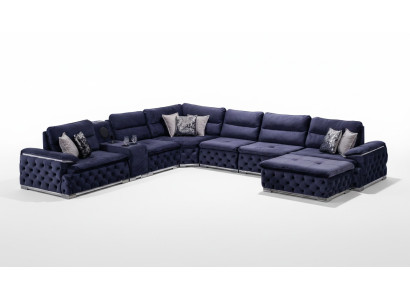 Sofá esquinero en forma de U Chesterfield, muebles de salón de estilo italiano.