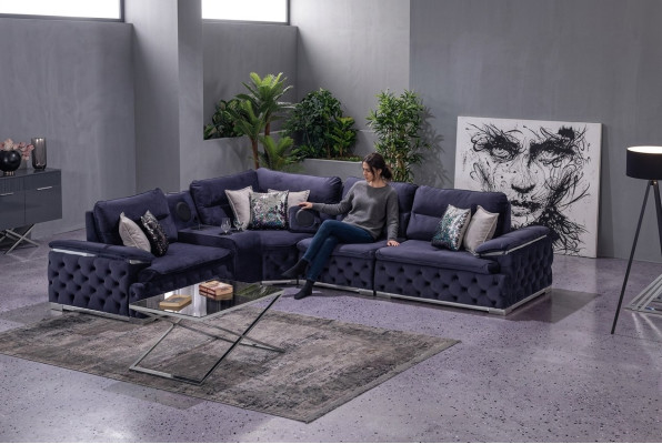 Diseño sofá esquinero de tela en forma de L Estilo moderno Muebles tapizados Grupo de sala de estar