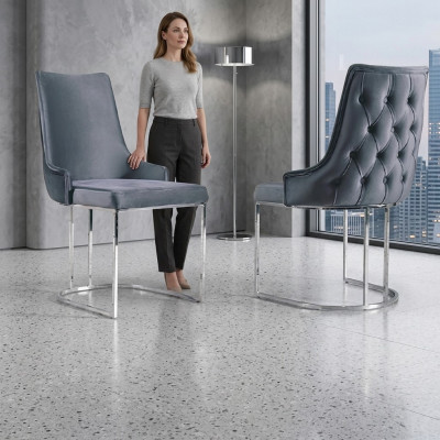 Silla de comedor tapizada sin apoyabrazos de lujo para sala de estar