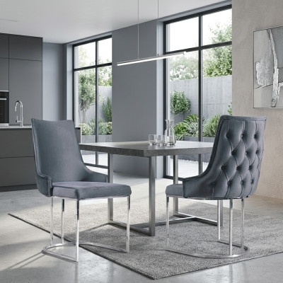 Silla de comedor tapizada sin apoyabrazos de lujo para sala de estar