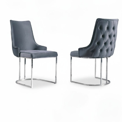 Silla de comedor tapizada sin apoyabrazos de lujo para sala de estar