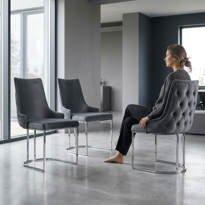 Sillas Juego de comedor 2 sillas Silla blanda Estilo italiano
