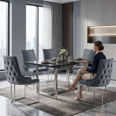 Conjunto de 4 sillas modernas de diseño acolchado Grupo de sillas de comedor de madera