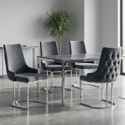 Conjunto de 4 sillas modernas de diseño acolchado Grupo de sillas de comedor de madera