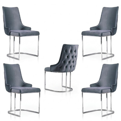Conjunto de 4 sillas modernas de diseño acolchado Grupo de sillas de comedor de madera