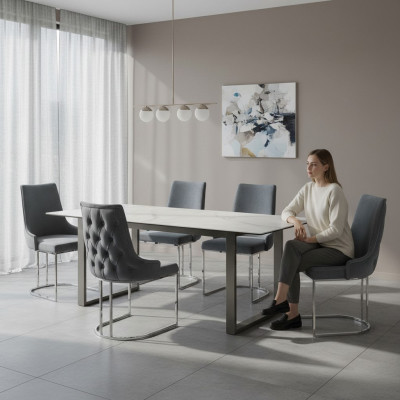 Sillas de comedor Chesterfield sillón moderno, juego de 6 sillas, grupo nuevo