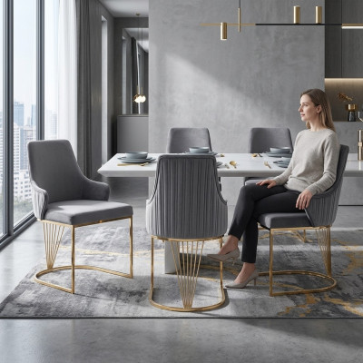 Silla 2x Comedor Nueva Sillas Sillón Tapizado de Metal Sala de Estar Diseño Muebles