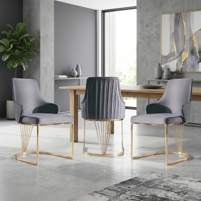 Silla 2x Comedor Nueva Sillas Sillón Tapizado de Metal Sala de Estar Diseño Muebles