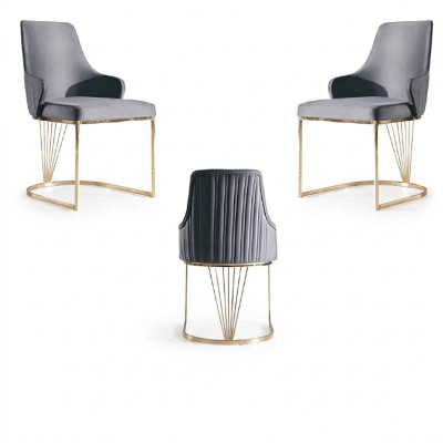 Silla 2x Comedor Nueva Sillas Sillón Tapizado de Metal Sala de Estar Diseño Muebles