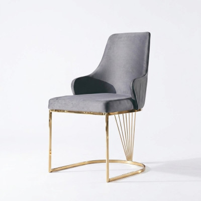 Grupo de 6 sillas de respaldo acolchado para hotel en tela nueva. Sofá de silla.