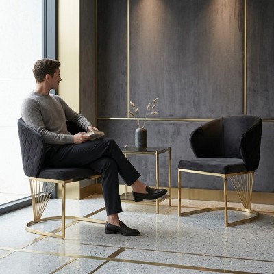 Silla 2x sillas Grupo Set Salón-Comedor Conjunto Estilo Moderno Textil