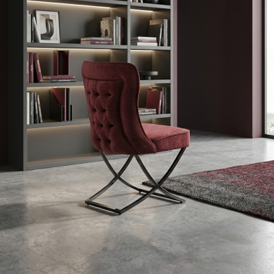 Sillas de comedor de acero inoxidable Silla de lujo roja Sillas de sala de estar