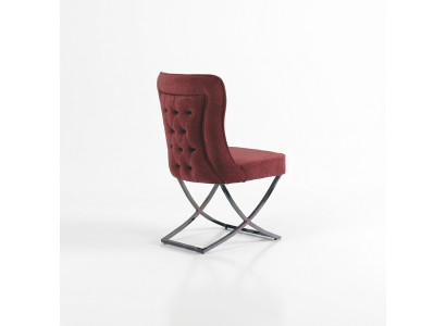 Sillas de comedor de acero inoxidable Silla de lujo roja Sillas de sala de estar