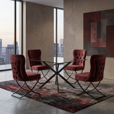 Conjunto de sillas de comedor Sillón Diseño 4 sillas Juego Grupo Tapizado