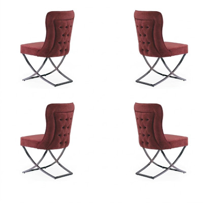 Conjunto de sillas de comedor Sillón Diseño 4 sillas Juego Grupo Tapizado