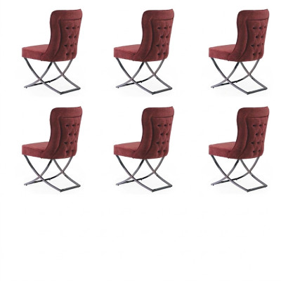 Sala de estar 6 sillas muebles de diseño de acero inoxidable silla tapizada estilo italiano